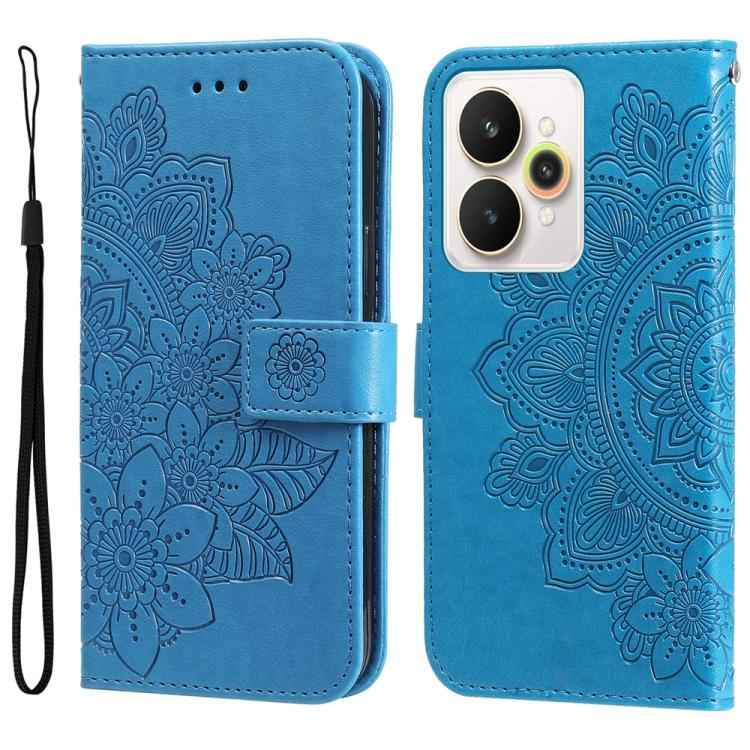 Seven-petal Flowers Embossing Leather Phone Case, For Realme 16 Pro+ 5G, For Realme 16 Pro 5G, For Realme 15x 5G India / Realme C85 5G, For Realme C85 Pro 4G, For Realme 15T 5G, For Realme Narzo 80 Lite 4G / C71 India, For Realme 15 5G / Realme 15 Pro ...