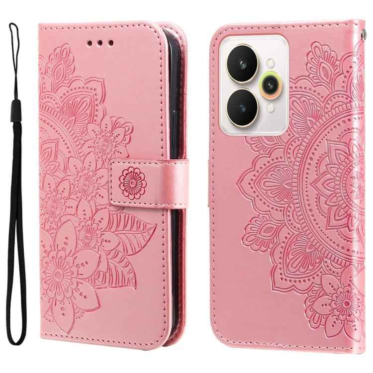 Seven-petal Flowers Embossing Leather Phone Case, For Realme 16 Pro+ 5G, For Realme 16 Pro 5G, For Realme 15x 5G India / Realme C85 5G, For Realme C85 Pro 4G, For Realme 15T 5G, For Realme Narzo 80 Lite 4G / C71 India, For Realme 15 5G / Realme 15 Pro ...