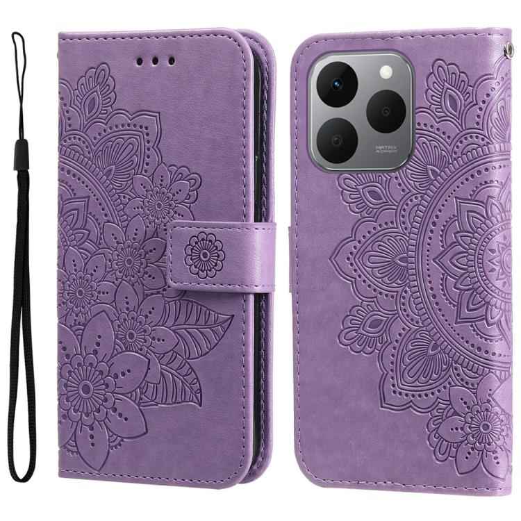 Seven-petal Flowers Embossing Leather Phone Case, For Realme 16 Pro+ 5G, For Realme 16 Pro 5G, For Realme 15x 5G India / Realme C85 5G, For Realme C85 Pro 4G, For Realme 15T 5G, For Realme Narzo 80 Lite 4G / C71 India, For Realme 15 5G / Realme 15 Pro ...