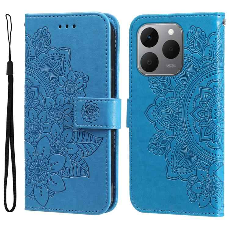 Seven-petal Flowers Embossing Leather Phone Case, For Realme 16 Pro+ 5G, For Realme 16 Pro 5G, For Realme 15x 5G India / Realme C85 5G, For Realme C85 Pro 4G, For Realme 15T 5G, For Realme Narzo 80 Lite 4G / C71 India, For Realme 15 5G / Realme 15 Pro ...