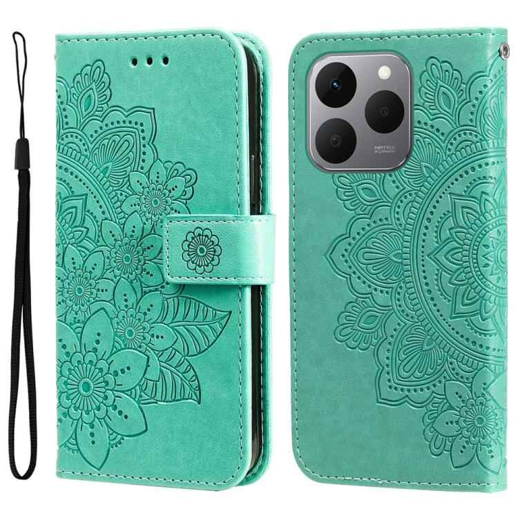 Seven-petal Flowers Embossing Leather Phone Case, For Realme 16 Pro+ 5G, For Realme 16 Pro 5G, For Realme 15x 5G India / Realme C85 5G, For Realme C85 Pro 4G, For Realme 15T 5G, For Realme Narzo 80 Lite 4G / C71 India, For Realme 15 5G / Realme 15 Pro ...