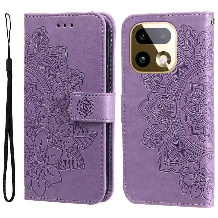 Seven-petal Flowers Embossing Leather Phone Case, For Realme 16 Pro+ 5G, For Realme 16 Pro 5G, For Realme 15x 5G India / Realme C85 5G, For Realme C85 Pro 4G, For Realme 15T 5G, For Realme Narzo 80 Lite 4G / C71 India, For Realme 15 5G / Realme 15 Pro ...