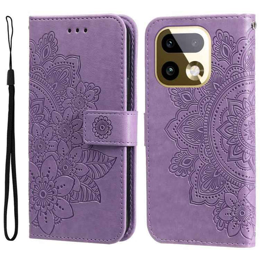 Seven-petal Flowers Embossing Leather Phone Case, For Realme 16 Pro+ 5G, For Realme 16 Pro 5G, For Realme 15x 5G India / Realme C85 5G, For Realme C85 Pro 4G, For Realme 15T 5G, For Realme Narzo 80 Lite 4G / C71 India, For Realme 15 5G / Realme 15 Pro ...