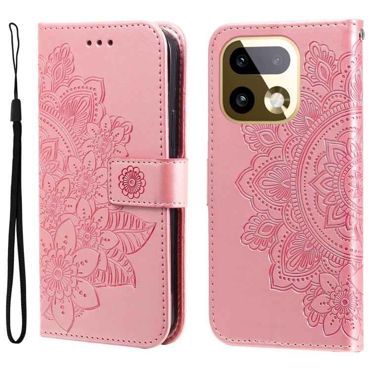 Seven-petal Flowers Embossing Leather Phone Case, For Realme 16 Pro+ 5G, For Realme 16 Pro 5G, For Realme 15x 5G India / Realme C85 5G, For Realme C85 Pro 4G, For Realme 15T 5G, For Realme Narzo 80 Lite 4G / C71 India, For Realme 15 5G / Realme 15 Pro ...