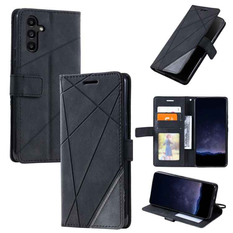 Skin Feel Splicing Leather Phone Case, For Samsung Galaxy A25 5G, For Samsung Galaxy S23 FE 5G, For Samsung Galaxy A24, For Samsung Galaxy A04e /F04, For Samsung Galaxy A34 5G, For Samsung Galaxy A54 5G