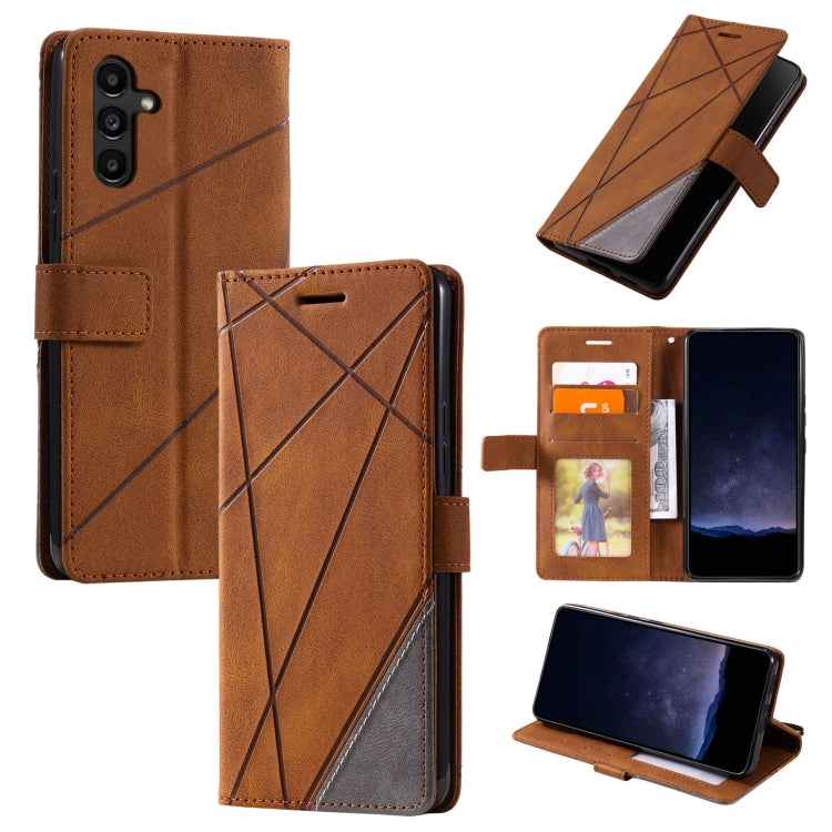 Skin Feel Splicing Leather Phone Case, For Samsung Galaxy A25 5G, For Samsung Galaxy S23 FE 5G, For Samsung Galaxy A24, For Samsung Galaxy A04e /F04, For Samsung Galaxy A34 5G, For Samsung Galaxy A54 5G