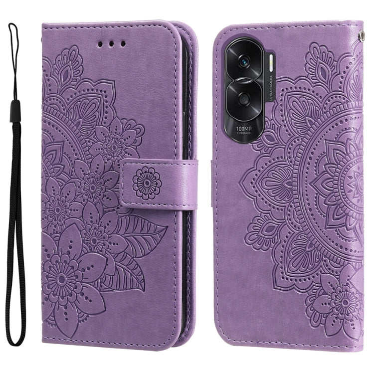 Seven-petal Flowers Embossing Leather Phone Case, For Honor X6a, For Honor X50, For Honor X50i 5G