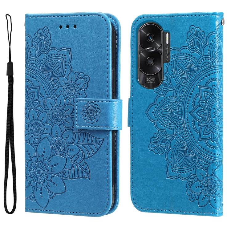 Seven-petal Flowers Embossing Leather Phone Case, For Honor X6a, For Honor X50, For Honor X50i 5G