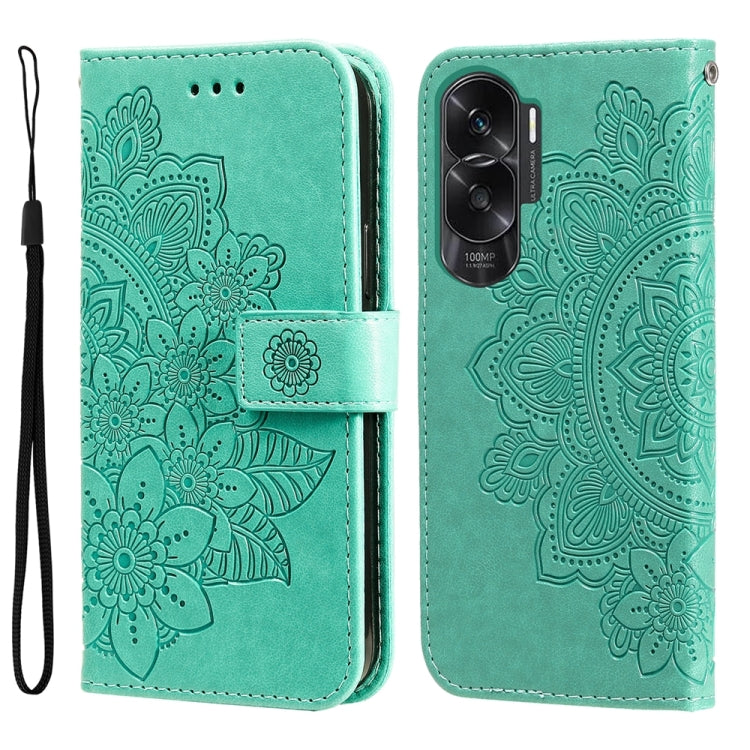 Seven-petal Flowers Embossing Leather Phone Case, For Honor X6a, For Honor X50, For Honor X50i 5G