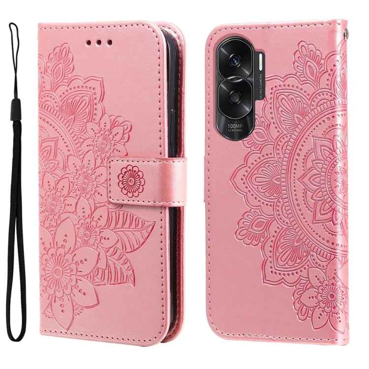 Seven-petal Flowers Embossing Leather Phone Case