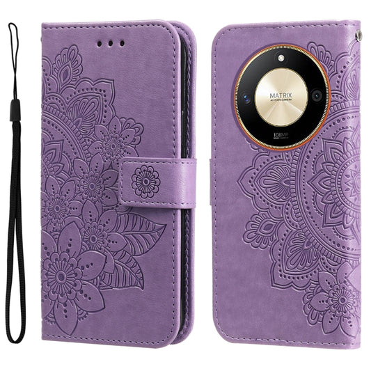 Seven-petal Flowers Embossing Leather Phone Case, For Honor X50, For Honor X50i 5G