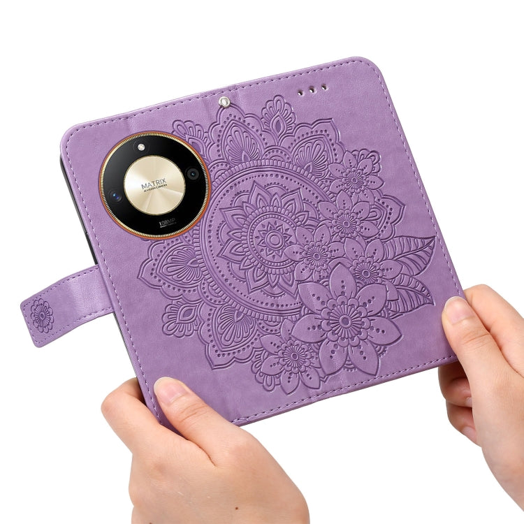 Seven-petal Flowers Embossing Leather Phone Case, For Honor X50, For Honor X50i 5G