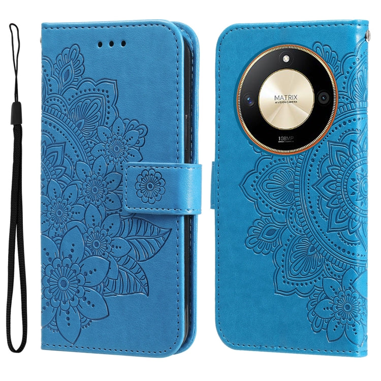 Seven-petal Flowers Embossing Leather Phone Case, For Honor X6a, For Honor X50, For Honor X50i 5G