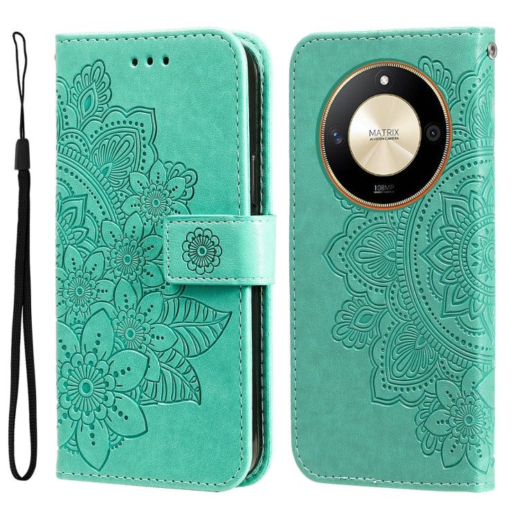 Seven-petal Flowers Embossing Leather Phone Case, For Honor X6a, For Honor X50, For Honor X50i 5G
