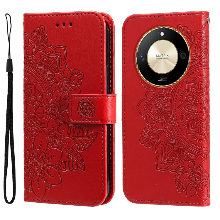 Seven-petal Flowers Embossing Leather Phone Case, For Honor X6a, For Honor X50, For Honor X50i 5G