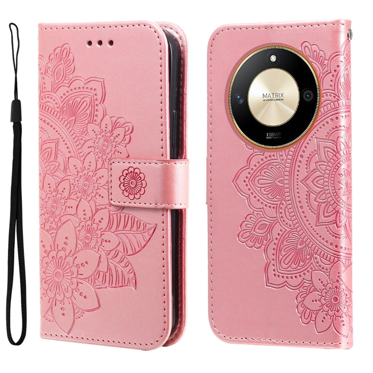 Seven-petal Flowers Embossing Leather Phone Case, For Honor X6a, For Honor X50, For Honor X50i 5G