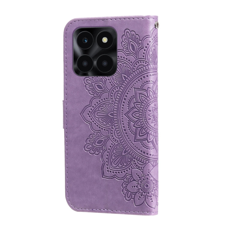 Seven-petal Flowers Embossing Leather Phone Case, For Honor X6a, For Honor X50, For Honor X50i 5G