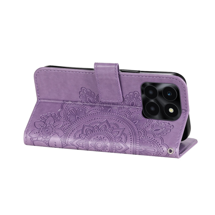Seven-petal Flowers Embossing Leather Phone Case, For Honor X6a, For Honor X50, For Honor X50i 5G