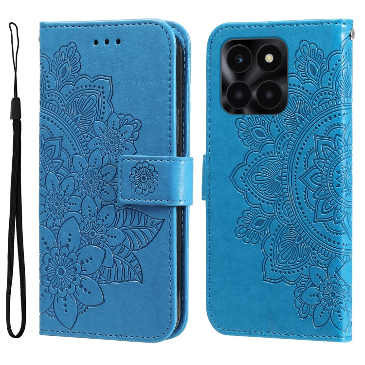 Seven-petal Flowers Embossing Leather Phone Case, For Honor X6a, For Honor X50, For Honor X50i 5G