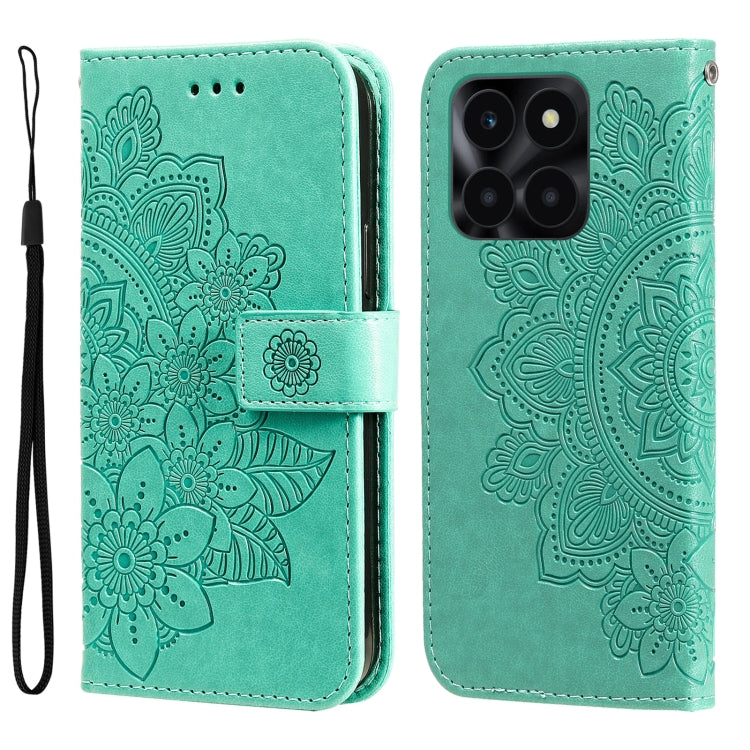 Seven-petal Flowers Embossing Leather Phone Case, For Honor X6a, For Honor X50, For Honor X50i 5G