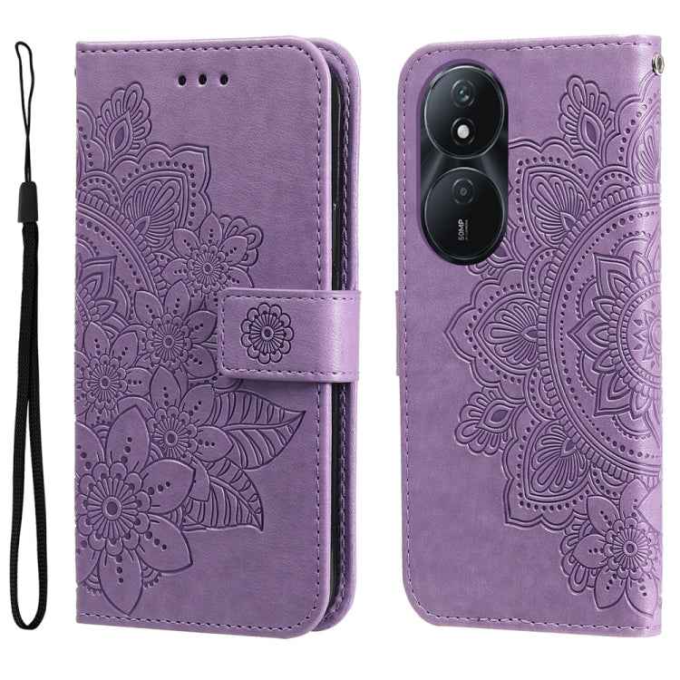 Seven-petal Flowers Embossing Leather Phone Case