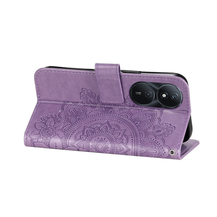 Seven-petal Flowers Embossing Leather Phone Case, For Honor Play 50 Plus, For Honor X6a, For Honor X50, For Honor X50i 5G