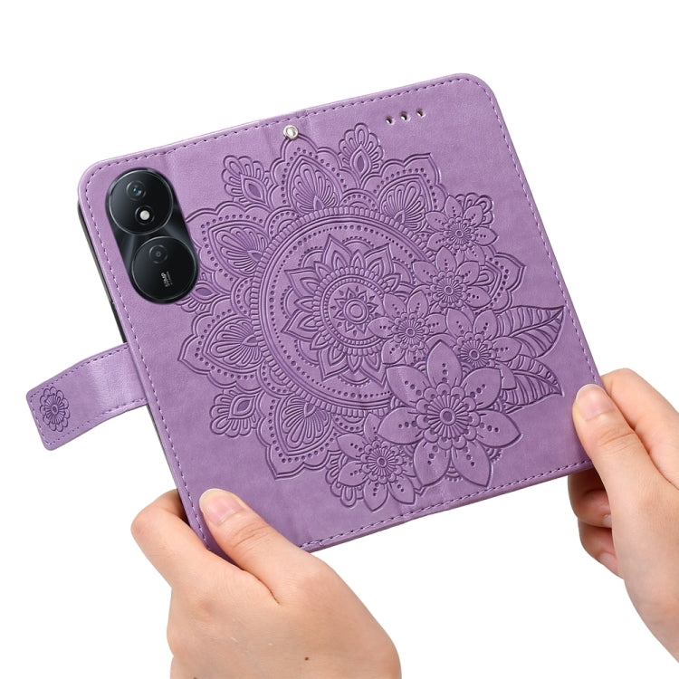 Seven-petal Flowers Embossing Leather Phone Case, For Honor Play 50 Plus, For Honor X6a, For Honor X50, For Honor X50i 5G