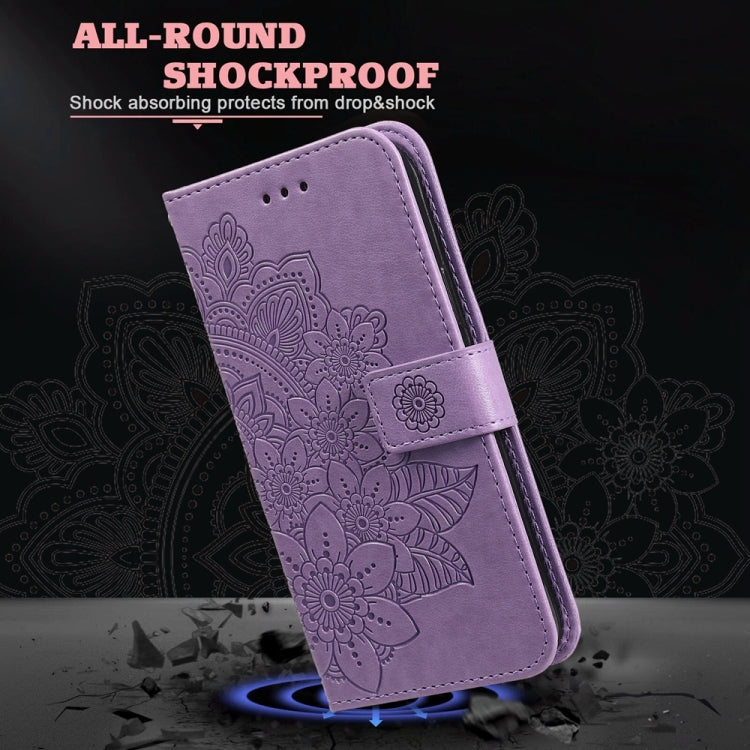 Seven-petal Flowers Embossing Leather Phone Case, For Honor Play 50 Plus, For Honor X6a, For Honor X50, For Honor X50i 5G