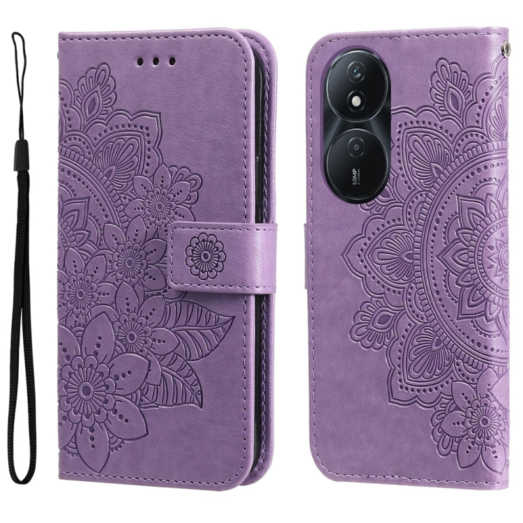 Seven-petal Flowers Embossing Leather Phone Case, For Honor Play 50 Plus, For Honor X6a, For Honor X50, For Honor X50i 5G