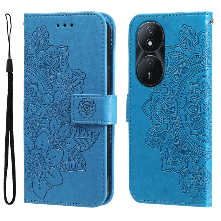 Seven-petal Flowers Embossing Leather Phone Case, For Honor Play 50 Plus, For Honor X6a, For Honor X50, For Honor X50i 5G