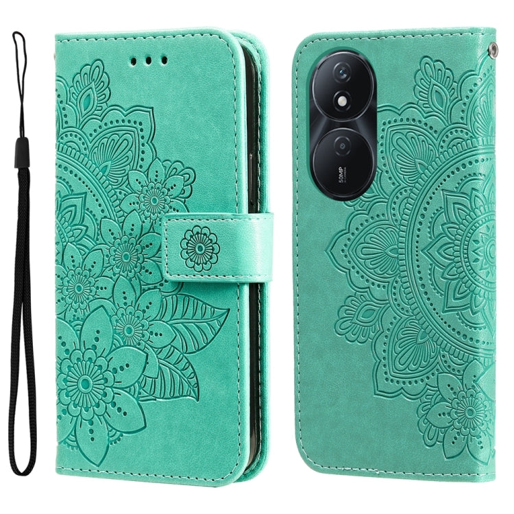 Seven-petal Flowers Embossing Leather Phone Case, For Honor Play 50 Plus, For Honor X6a, For Honor X50, For Honor X50i 5G