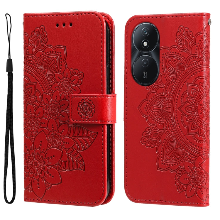 Seven-petal Flowers Embossing Leather Phone Case, For Honor Play 50 Plus, For Honor X6a, For Honor X50, For Honor X50i 5G