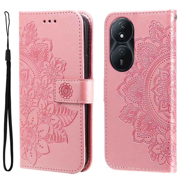 Seven-petal Flowers Embossing Leather Phone Case