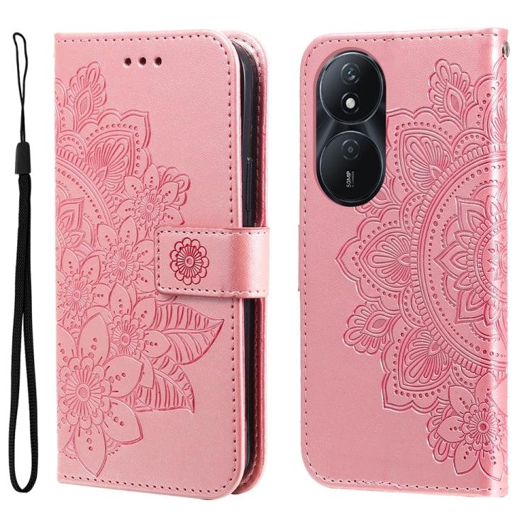 Seven-petal Flowers Embossing Leather Phone Case, For Honor Play 50 Plus, For Honor X6a, For Honor X50, For Honor X50i 5G