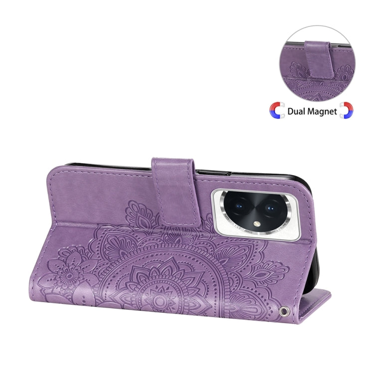 Seven-petal Flowers Embossing Leather Phone Case, For Honor 100, For Honor X50i+, For Honor Play 50 Plus, For Honor X6a, For Honor X50, For Honor X50i 5G