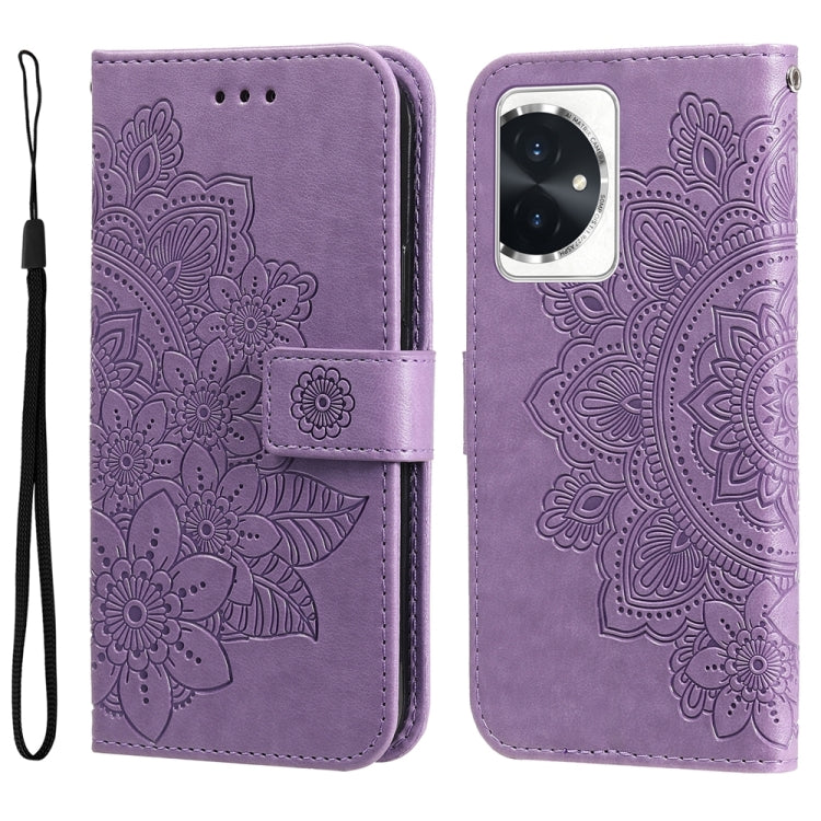 Seven-petal Flowers Embossing Leather Phone Case, For Honor 100, For Honor X50i+, For Honor Play 50 Plus, For Honor X6a, For Honor X50, For Honor X50i 5G