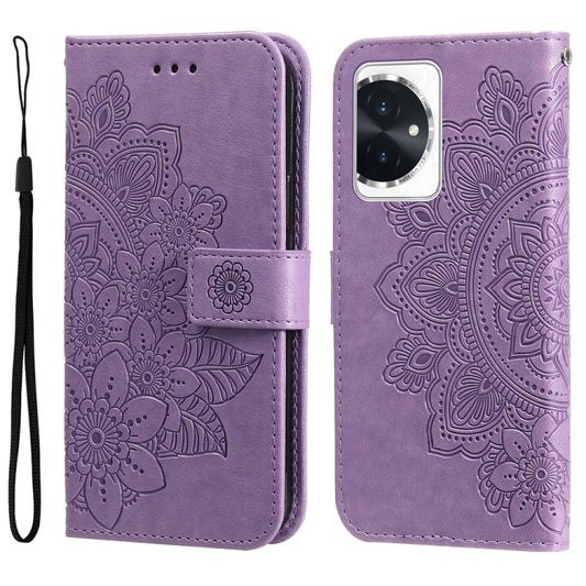 Seven-petal Flowers Embossing Leather Phone Case, For Honor 100, For Honor X50i+, For Honor Play 50 Plus, For Honor X6a, For Honor X50, For Honor X50i 5G