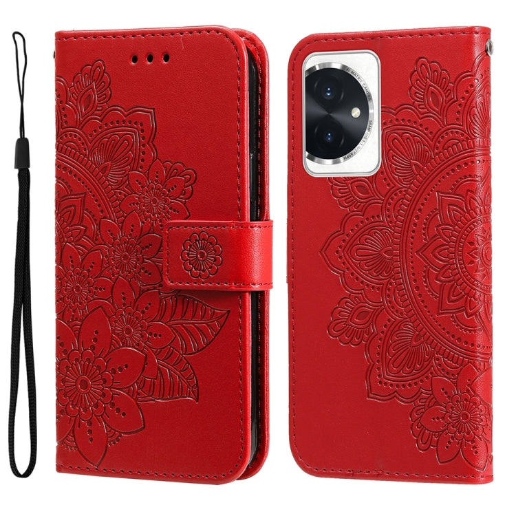Seven-petal Flowers Embossing Leather Phone Case, For Honor 100, For Honor X50i+, For Honor Play 50 Plus, For Honor X6a, For Honor X50, For Honor X50i 5G