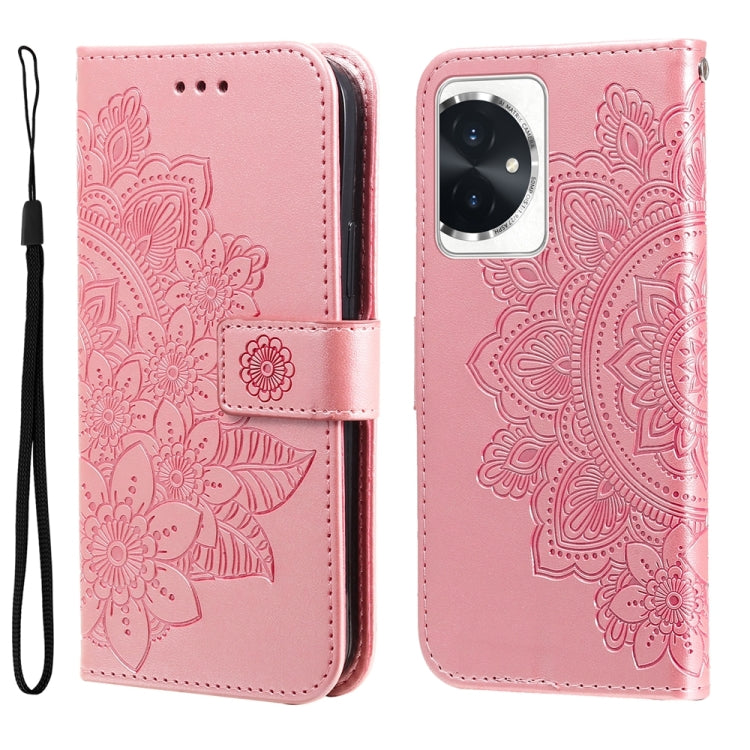 Seven-petal Flowers Embossing Leather Phone Case, For Honor 100, For Honor X50i+, For Honor Play 50 Plus, For Honor X6a, For Honor X50, For Honor X50i 5G