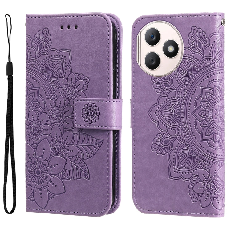 Seven-petal Flowers Embossing Leather Phone Case, For Honor 100, For Honor X50i+, For Honor Play 50 Plus, For Honor X6a, For Honor X50, For Honor X50i 5G
