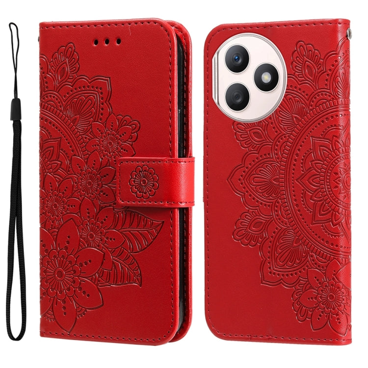 Seven-petal Flowers Embossing Leather Phone Case, For Honor 100, For Honor X50i+, For Honor Play 50 Plus, For Honor X6a, For Honor X50, For Honor X50i 5G