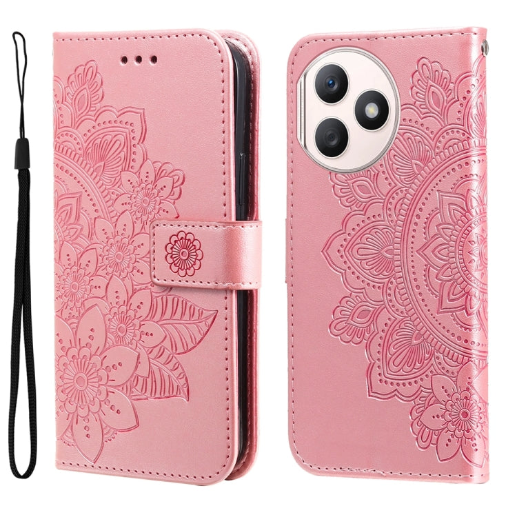 Seven-petal Flowers Embossing Leather Phone Case, For Honor 100, For Honor X50i+, For Honor Play 50 Plus, For Honor X6a, For Honor X50, For Honor X50i 5G