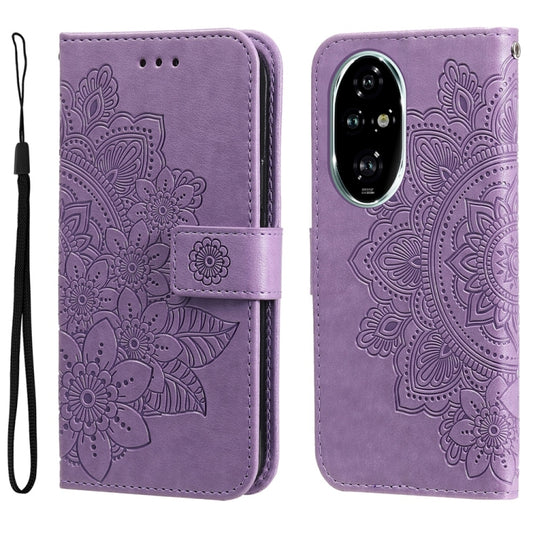 Seven-petal Flowers Embossing Leather Phone Case, For Honor 200 Pro, For Honor 200 Lite Global, For Honor Magic6 Pro, For Honor X8b, For Honor 90 GT, For Honor 100 Pro, For Honor 100, For Honor X50i+, For Honor Play 50 Plus