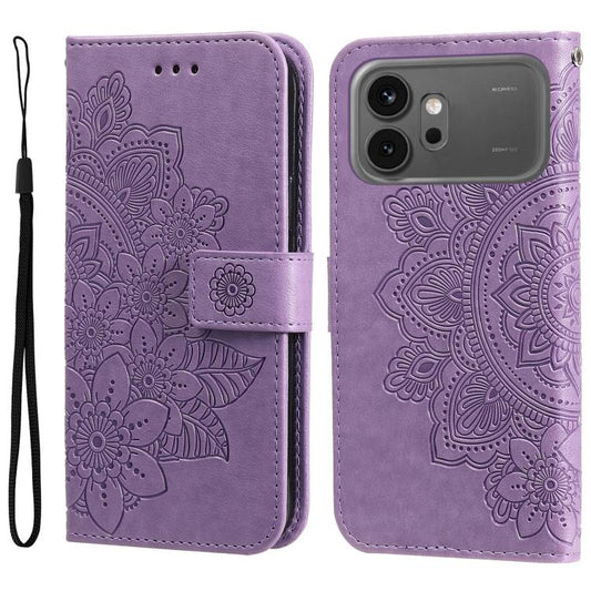 Seven-petal Flowers Embossing Leather Phone Case, For Honor 600 Global / 600 Pro Global, For Honor 600 Lite Global, For Honor X6d 5G / Play 60A 5G, For Honor X8d 4G, For Honor 500 / 500 Pro Global 155.8mm, For Honor Magic8 Pro, For Honor Magic8        ...