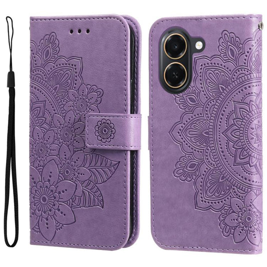 Seven-petal Flowers Embossing Leather Phone Case, For Honor Play 80 Plus 5G, For Honor 600 Global / 600 Pro Global, For Honor 600 Lite Global, For Honor X6d 5G / Play 60A 5G, For Honor X8d 4G, For Honor 500 / 500 Pro Global 155.8mm, For Honor Magic8 Pr...