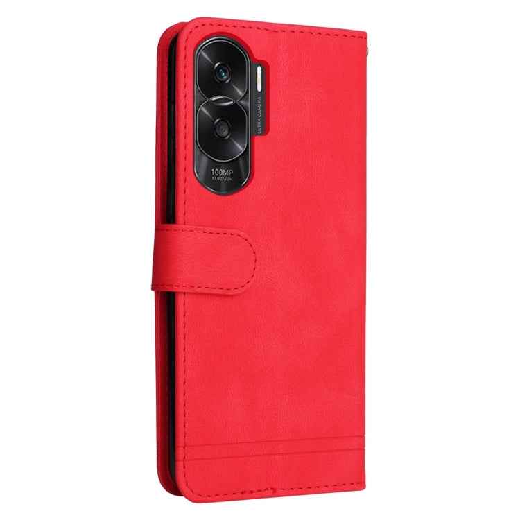 Skin Feel Life Tree Metal Button Leather Phone Case, For Honor X50i 5G