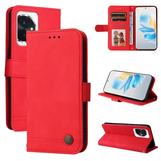 Skin Feel Life Tree Metal Button Leather Phone Case, For Honor 100, For Honor X50i+, For Honor Play 50 Plus, For Honor X6a, For Honor X50i 5G