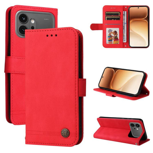 Skin Feel Life Tree Metal Button Leather Phone Case, For Honor 600 Global / 600 Pro Global, For Honor 600 Lite Global, For Honor X6d 5G / Play 60A 5G, For Honor X8d 4G, For Honor 500 / 500 Pro Global 155.8mm, For Honor Magic8 Pro, For Honor Magic8     ...