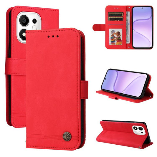 Skin Feel Life Tree Metal Button Leather Phone Case, For Honor 600 Smart 5G, For Honor Play 80 Plus 5G, For Honor 600 Global / 600 Pro Global, For Honor 600 Lite Global, For Honor X6d 5G / Play 60A 5G, For Honor X8d 4G                                  ...
