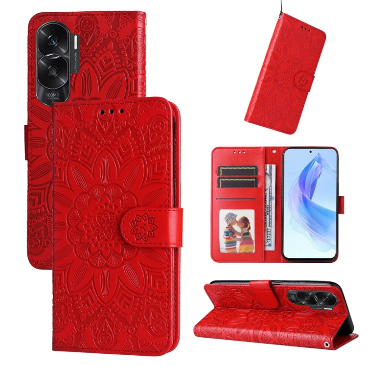 Embossed Sunflower Leather Phone Case, For Honor X6a, For Honor X50, For Honor X50i 5G